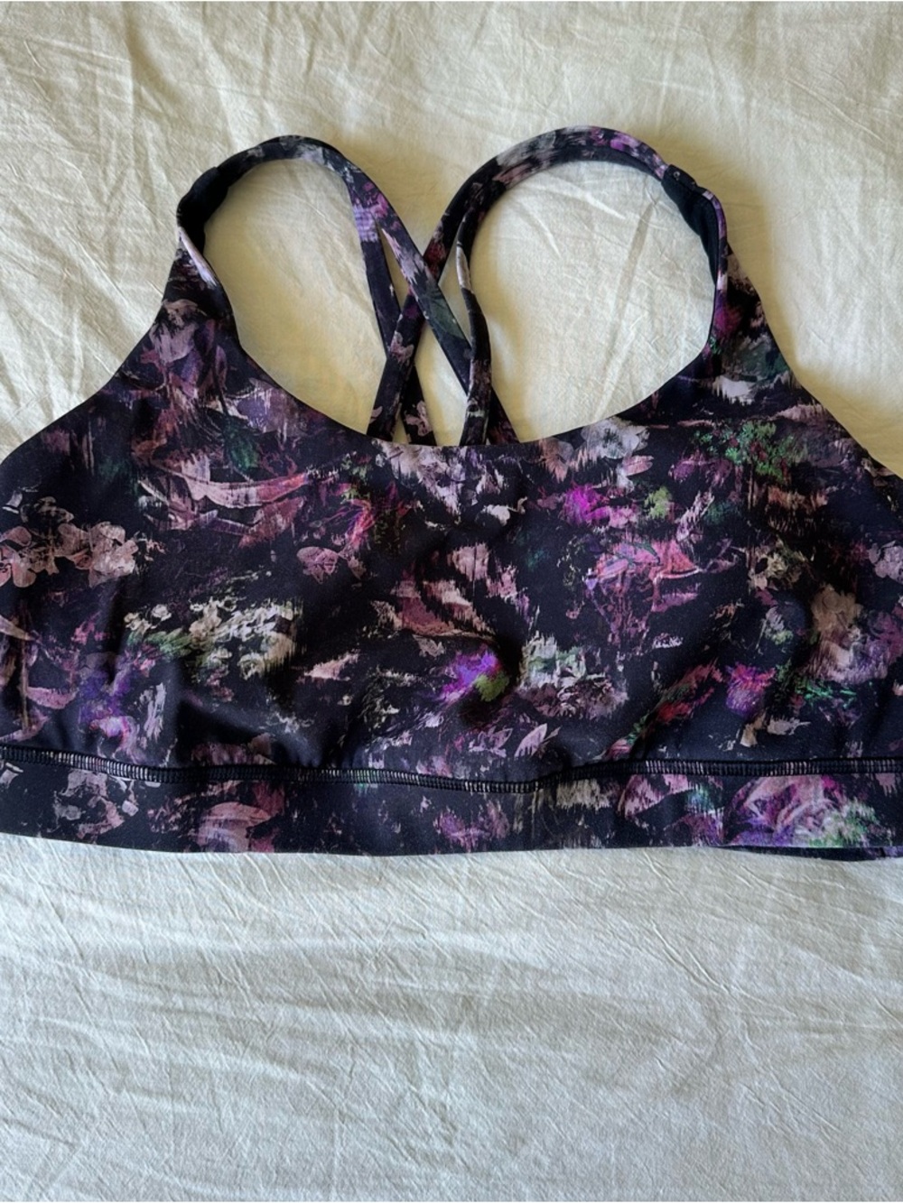 lululemon athletica Black Floral-Print Energy Sports Bra